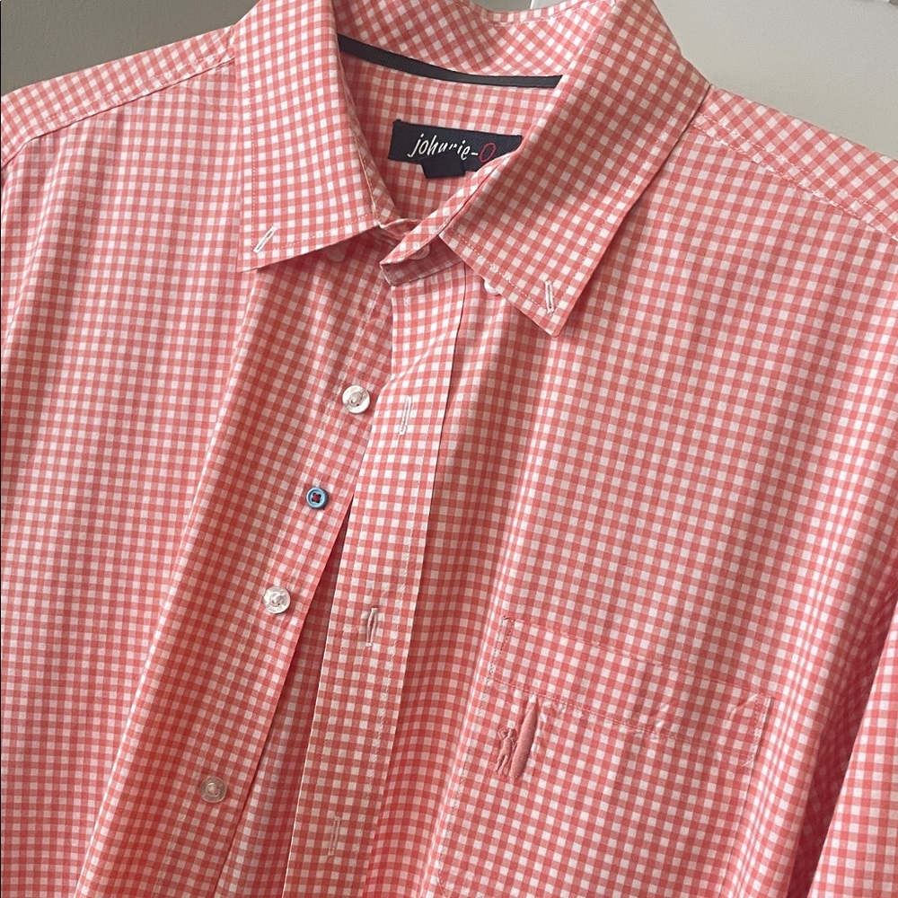 johnnie-O Men's Orange Gingham Button Down Shirt